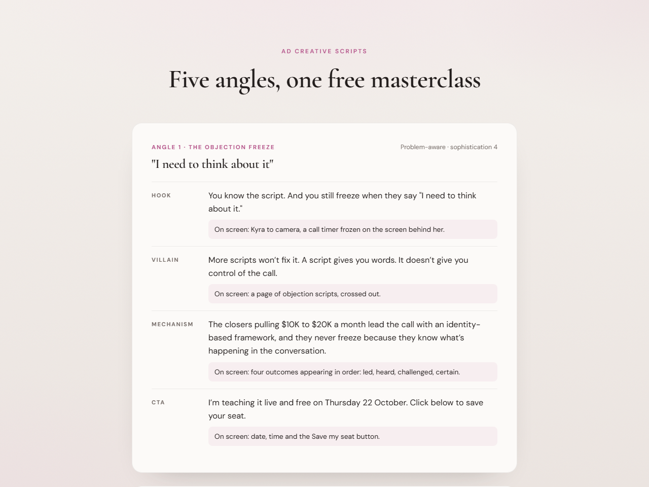 Ad creative scripts preview